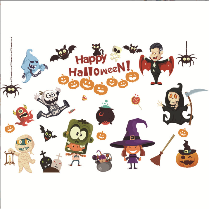Decal trang trí tường - Lễ Hội Halloween Bí Đỏ Thần Bí
