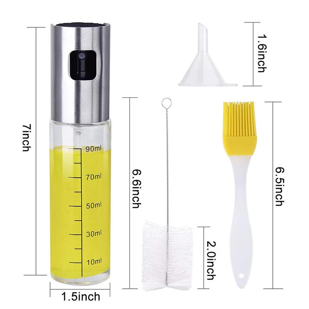 2 bình xịt đựng dầu Funne 100ml Đầu bằng thép không gỉ kèm cọ, dụng cụ nấu ăn cho nhà bếp