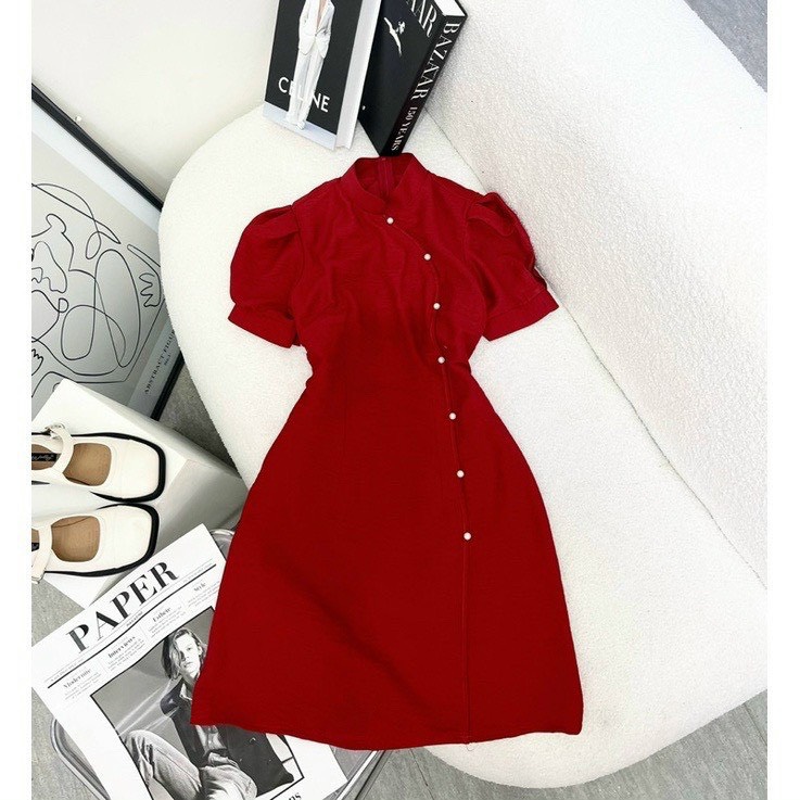 ĐẦM SƯỜN XÁM ĐÍNH NGỌC MÀU Y HÌNH