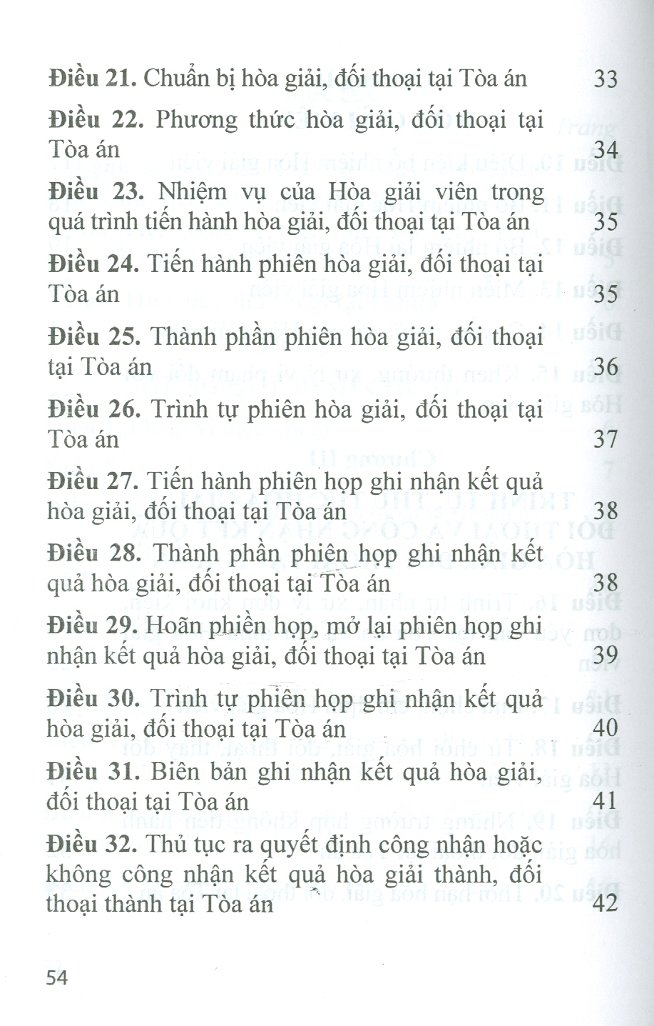 Luật Hòa Giải, Đối Thoại Tại Tòa Án