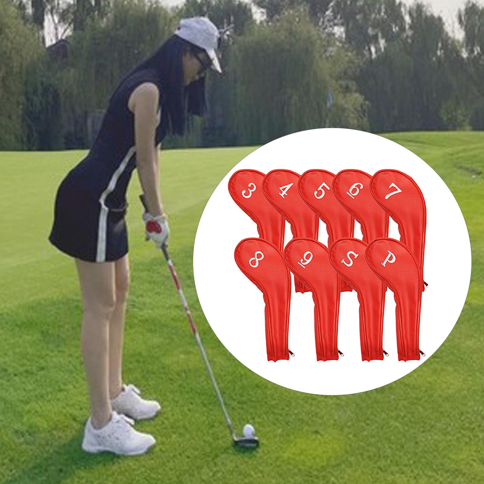 Portable 9x Golf Head Cover Club Iron Protective Headcovers Golf Accessories Red