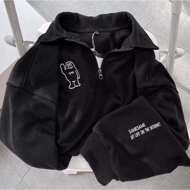áo sweater SAMES màu đen unisex ảnh thật SSSTore ( nam nữ mặc đều được