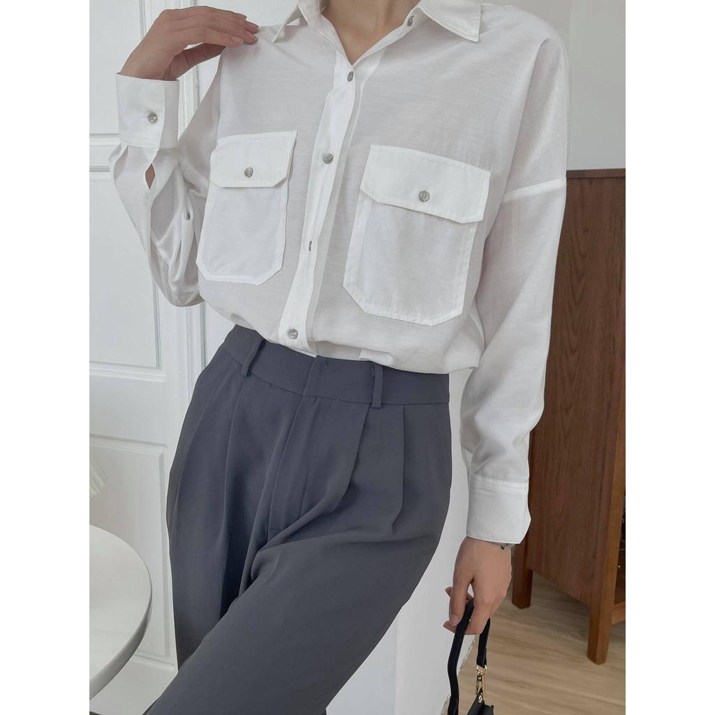 Áo sơ mi tơ túi ngực