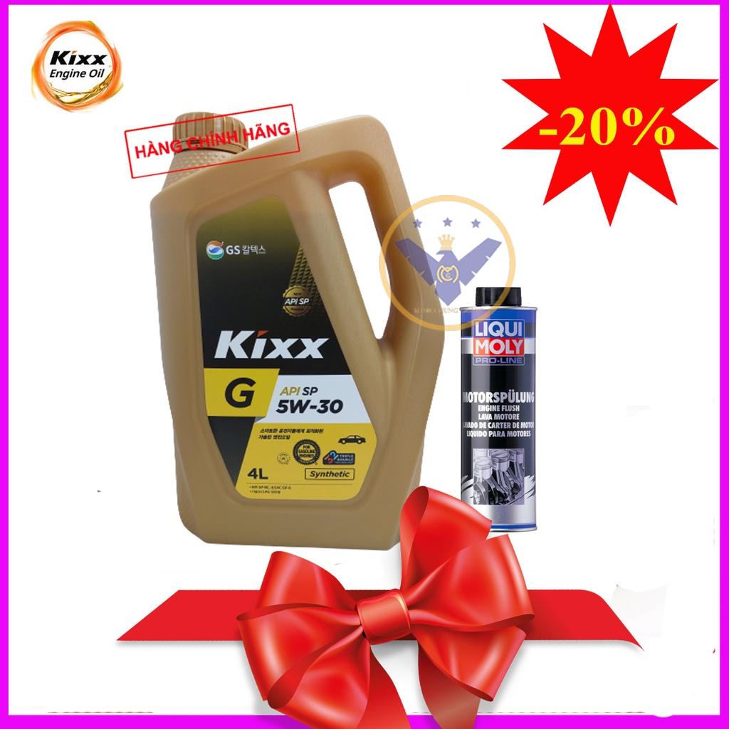 Dầu nhớt ô tô tổng hợp Kixx G API SP 5W30 Hàn Quốc can 4L + Súc nhớt Liqui Moly 500ML