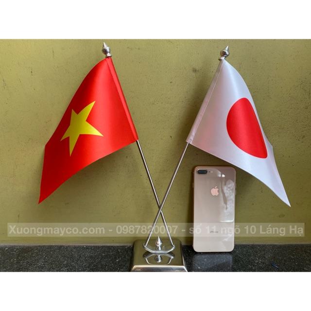 Cờ để bàn Việt Nam - Nhật Bản đế đôi inox