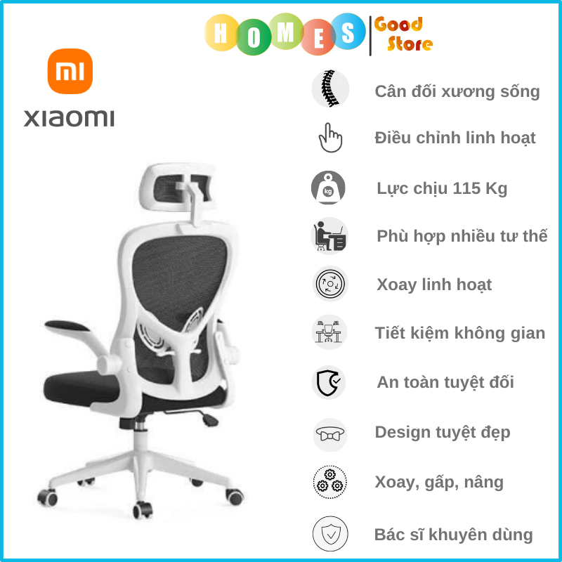 Ghế Xoay Công Thái Học XIAOMI HBADA HDNY163, Điều Chỉnh Xương Sống, Phù Hợp Nhiều Tư Thế Ngồi, Bác Sĩ Khuyên Dùng - Hàng Chính Hãng