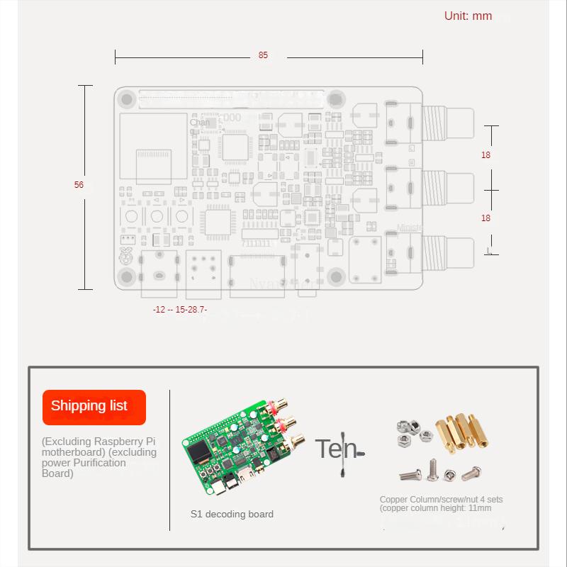 Nvarcher Raspberry Pi ES9038Q2m DAC giải mã âm thanh ban HIFI sợi đồng trục I2S analog 3B 4B 768K 32Bit DSD512