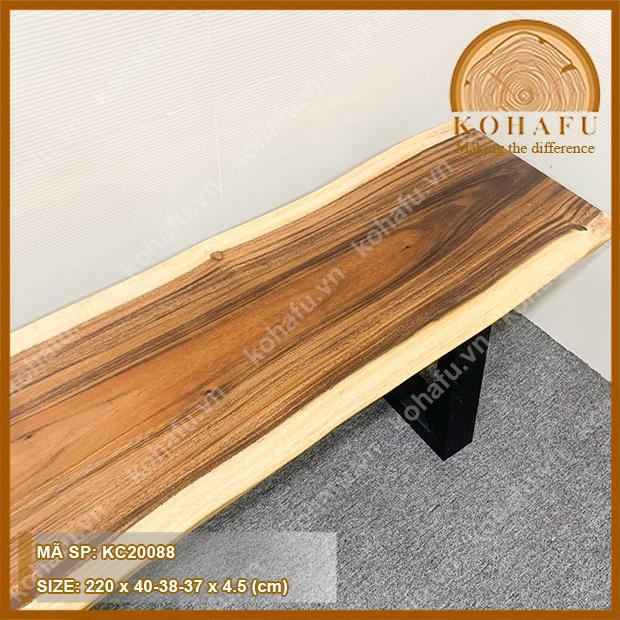 Mặt gỗ me tây nguyên tấm, băng ghế dài, kệ gỗ trang trí gỗ nguyên tấm tự nhiên KC20088