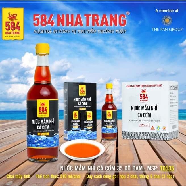 Thùng 6 chai Nước mắm Nhỉ Cá cơm 35 độ đạm- 584 Nha Trang - Chai thủy tinh 500ml, Date luôn mới nhất