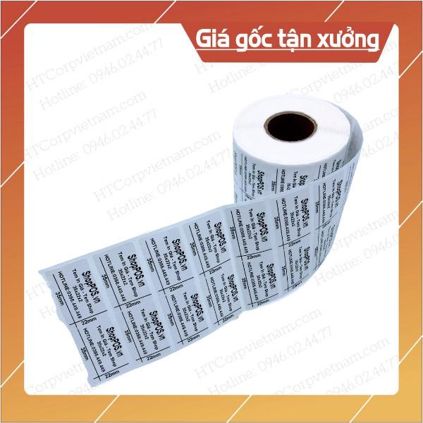 (10 CUỘN) TEM NHIỆT IN MÃ VẠCH 35x22x2. 25 mét,(2000 TEM/CUỘN)