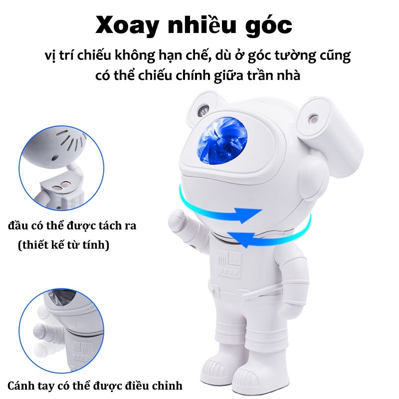 Đèn Phi Hành Gia Phiên Bản Mới V2 Chiếu Trăng Sao Nền Thiên Hà Nháy Theo Nhạc | Đèn Decor Trang Trí Phòng Ngủ Phòng Bay