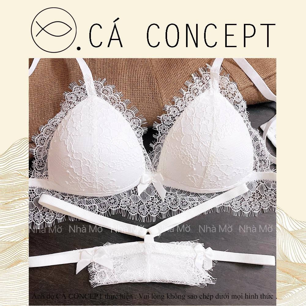 Set bra ren trắng nữ CÁ CONCEPT đồ lót thiết kế không gọng có mút đủ size