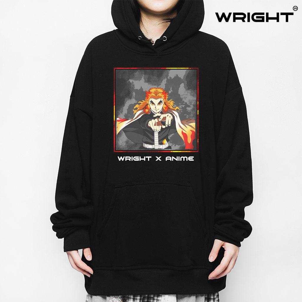 Áo hoodie anime wright Demon Slayer Kyojuro Rengoku Katana oversize unisex