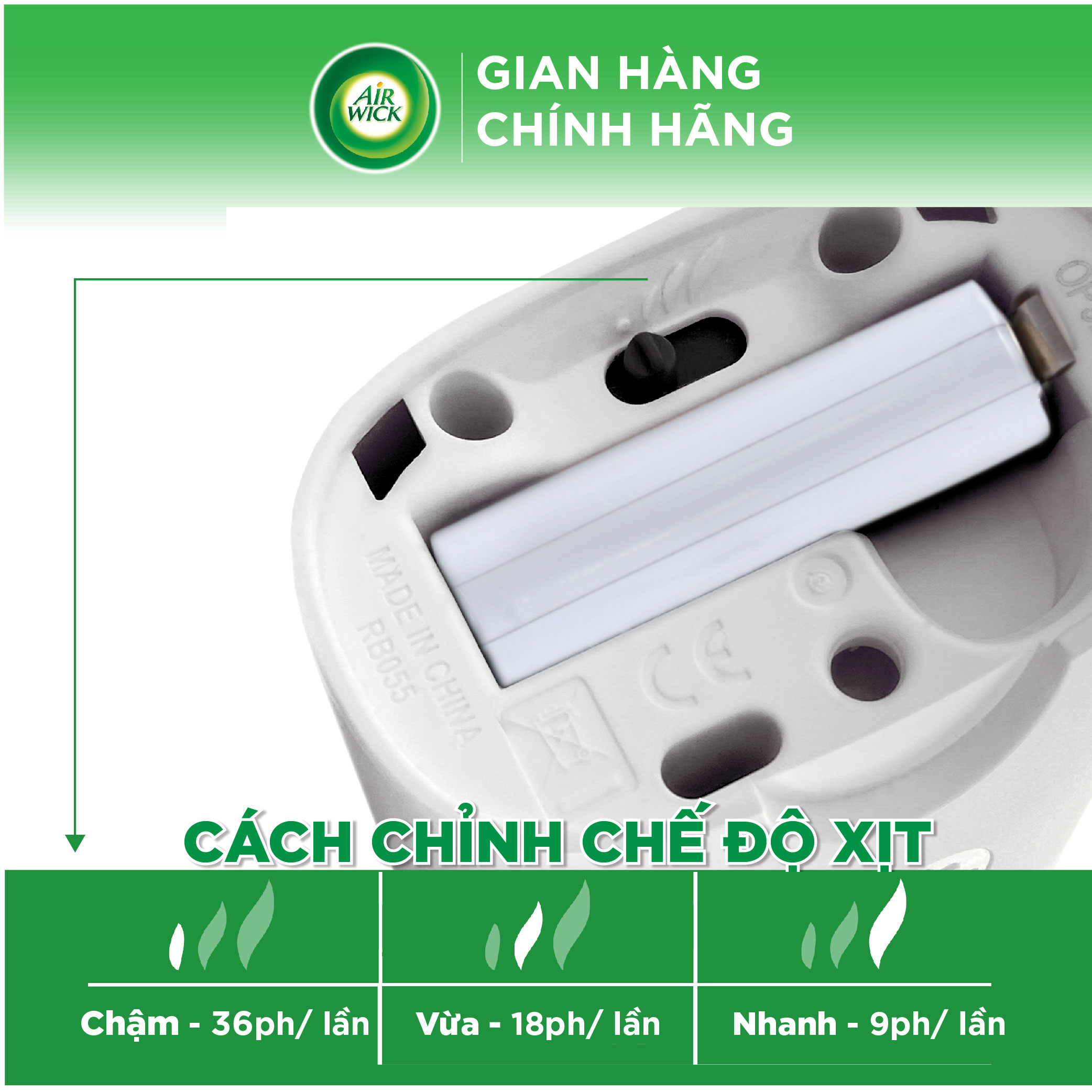 Máy xịt phòng tự động AIRWICK, Anh Quốc, 3 chế độ xịt tự động, ngát hương 24/7, thời gian sử dụng lên đến 70 ngày