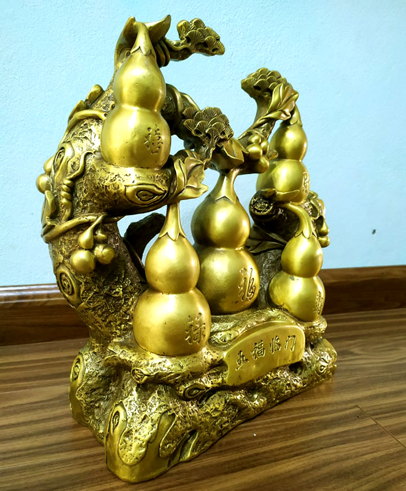 Tượng hồ lô ngũ phúc bằng đồng thau phong thủy Hồng Thắng