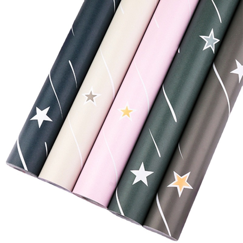 Combo 10 mét giấy dán tường, decal dán tường trang trí nhà cửa SAO BĂNG XANH ĐẬM khổ 45cm