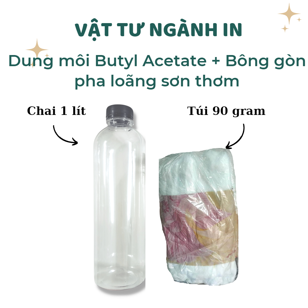 Combo dung môi Butyl Acetate và bông gòn dùng pha loãng sơn thơm