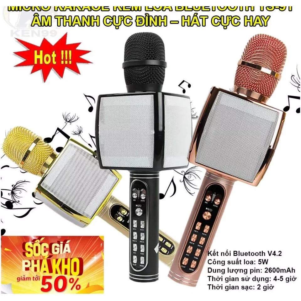 Micro karaoke 3 in 1 bluetooth G01 YS 91 kèm loa, thu âm, lọc tiếng ồn mua ngay nhận Voucher 50.000