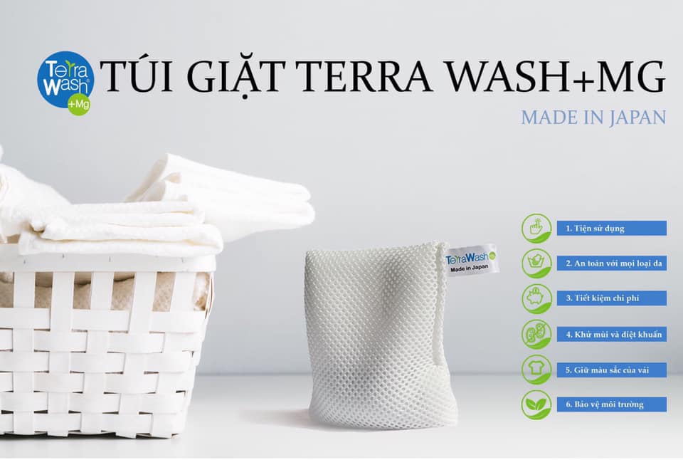 Túi Giặt Quần Áo Thông Minh Magie Terra Wash +Mg 125g Sử Dụng Được 365 Lần Giặt Mỗi Lần 8kg Quần Áo.