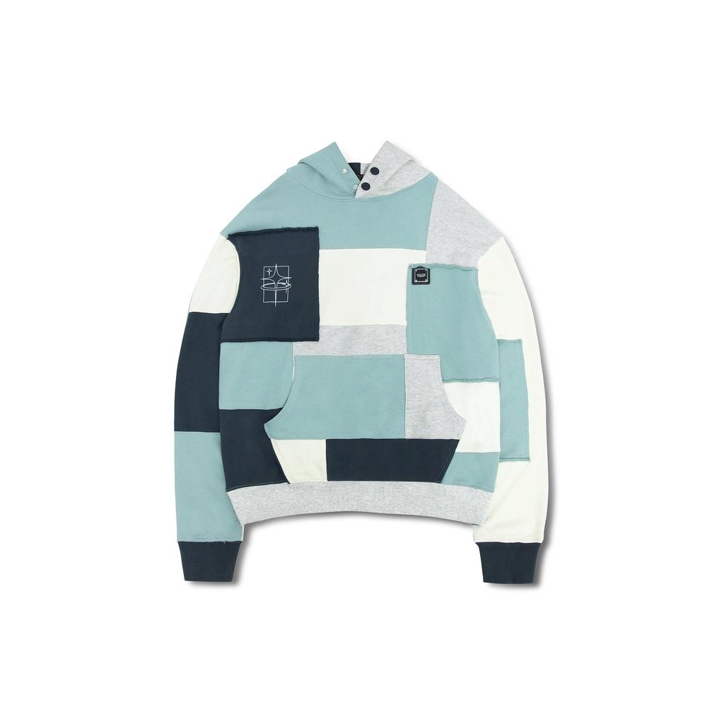 Áo hoodie 'GOLDIE PATCHWORK' ghép mảnh 100% French Terry 440gsm màu xanh bạc hà