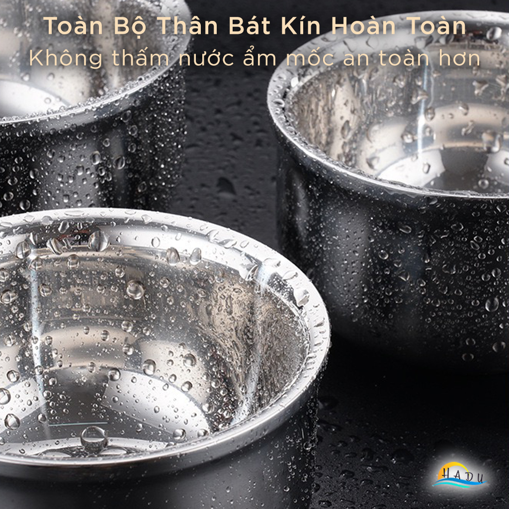 Bát Chén Ăn Cơm Inox 2 Lớp Cách Nhiệt Cao Cấp Cho Bé Kiểu Hàn Quốc Đạt Chất Lượng LFGB Đức SSGP