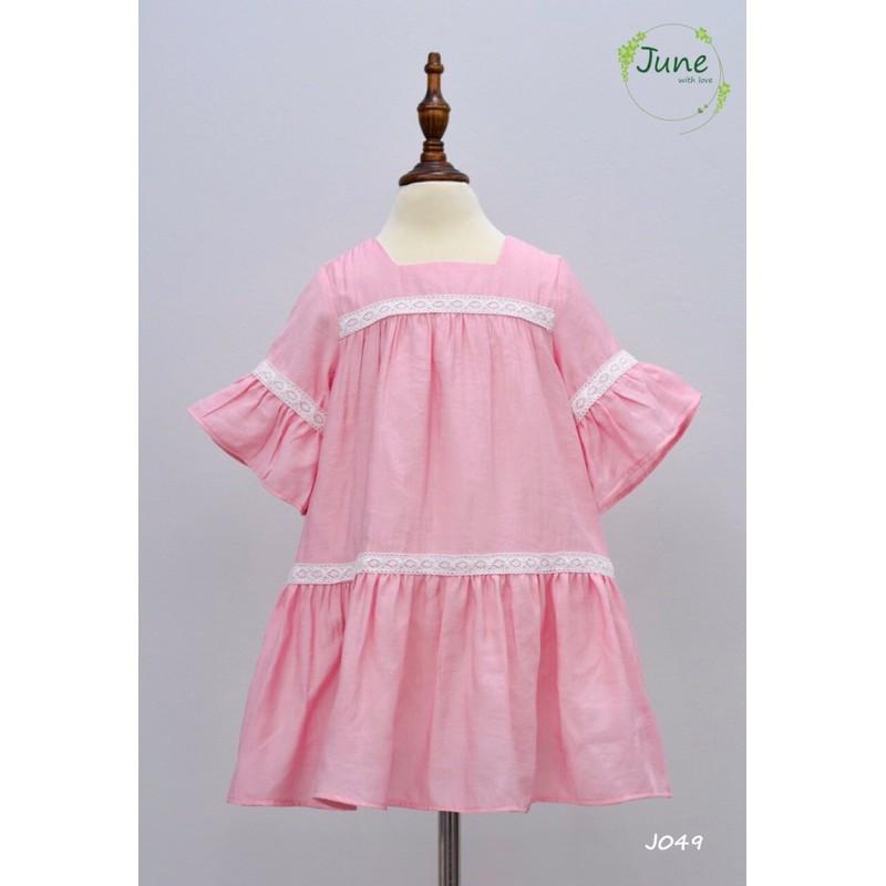 Váy Đũi Hồng Tay Bèo Bé Gái Size 2y-6y