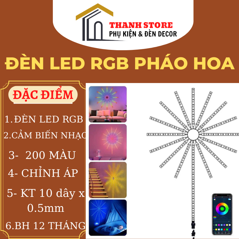 Đèn led chạy màu hình cánh hoa chỉnh APP trang trí trong nhà lễ tết noel sẵn hàng.