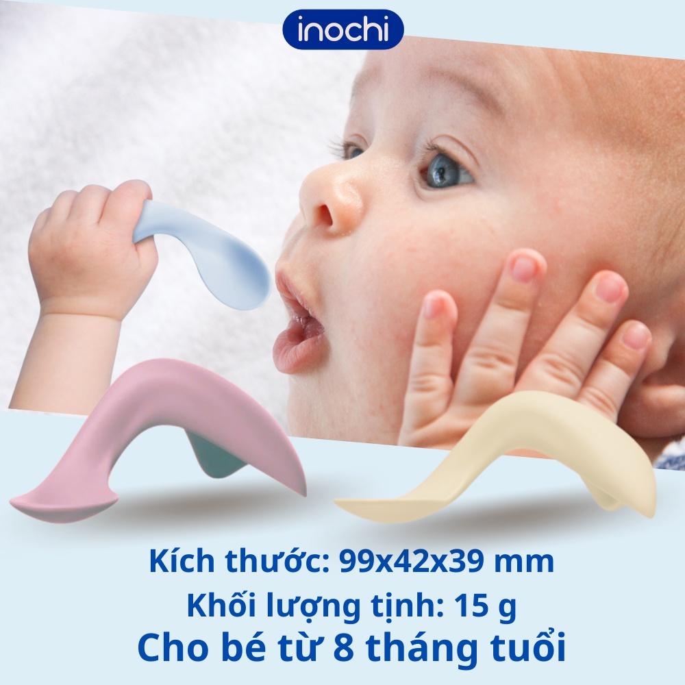 Combo 2 Thìa ăn dặm muỗng cho bé tập xúc tự ăn thông minh bằng nhựa Loại Cong Amori INOCHI thiết kế nhật bản