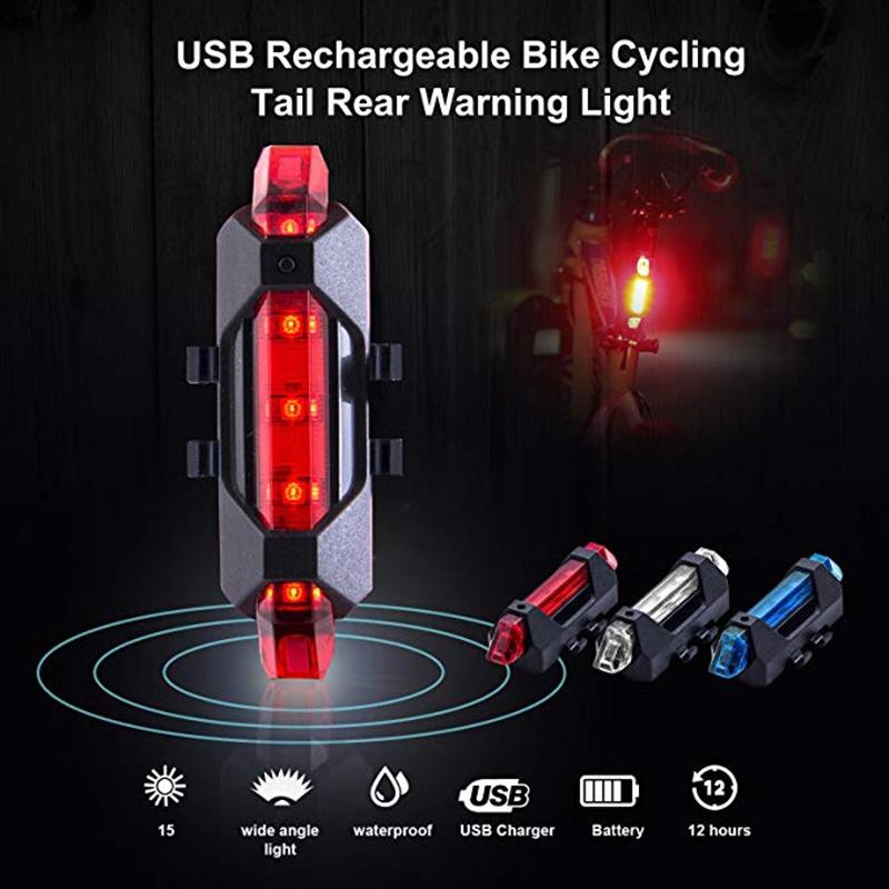 Đèn LED cảnh báo an toàn siêu sáng gắn đuôi xe đạp có sạc USB