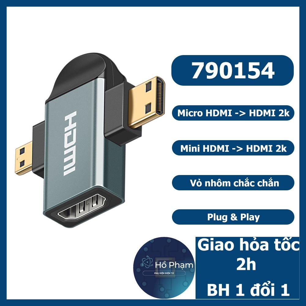 Đầu chuyển Micro, Mini HDMI ra HDMI 2in1 - hỗ trợ 2k, vỏ nhôm chắc chắn kết nối từ máy ảnh, camera lên màn hình- hồ phạm