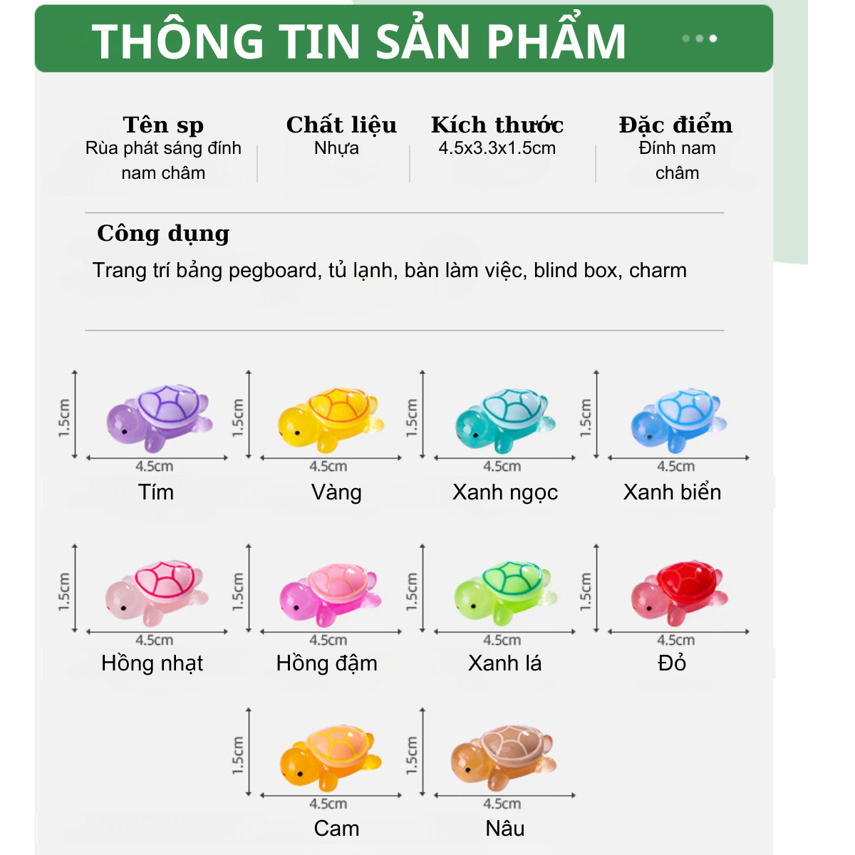 Nam châm siêu mạnh hít tủ lạnh Dola Home charm rùa dạ quang phát sáng làm quà lưu niệm ý nghĩa, đính sticker cute