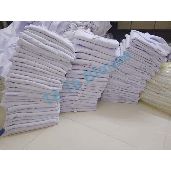 Áo Blu, Blouse Bác sĩ Cộc Tay dáng dài ngang gối vải thô cotton cao cấp