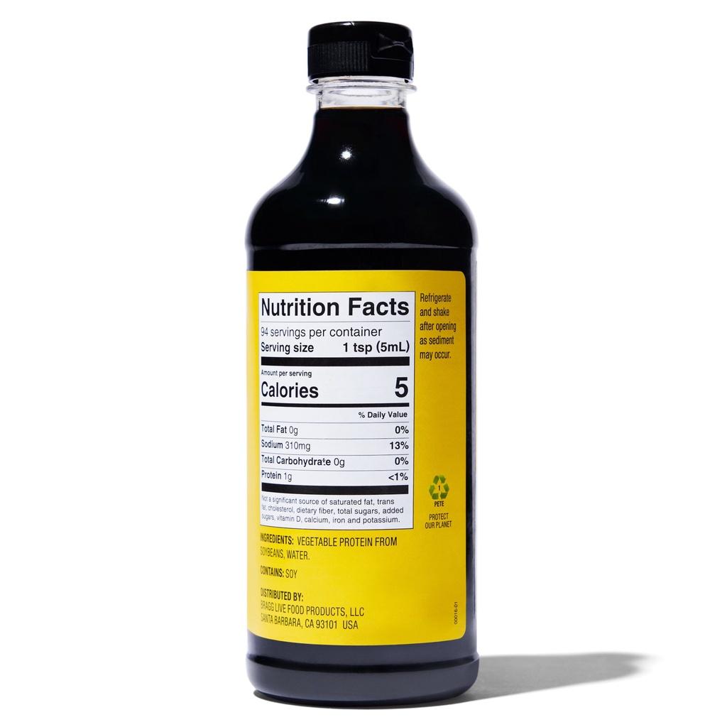 NƯỚC TƯƠNG (XÌ DẦU) ĐẠM ĐẬU NÀNH - KHÔNG LÊN MEN Bragg Liquid Aminos, Soy Sauce Substitute, Non-GMO, 473ml (16oz)