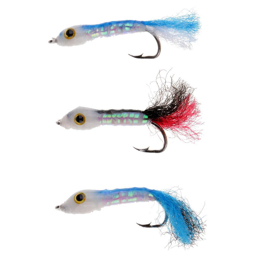 3pcs Simulation Minnow Flies Wet Sinking Flies for Bass Salmon Fly Fishing