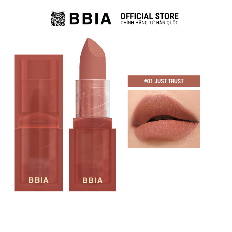Son Lì Bbia Last Powder Lipstick 3.5G 6 Màu - 01 Just Trust - Cam Đất Hồng Nude