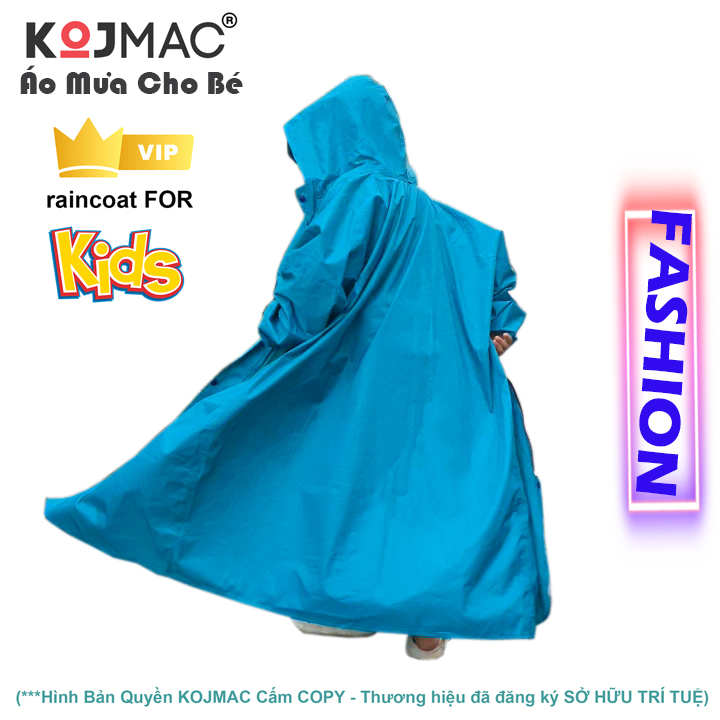 Áo Mưa Trẻ Em Dây Khóa Kéo KOJMAC Raincoat For Kid ( Bộ Quần Áo Liền Thân Cho Bé Học Sinh Balo vải dù da cá .. giá sỉ )