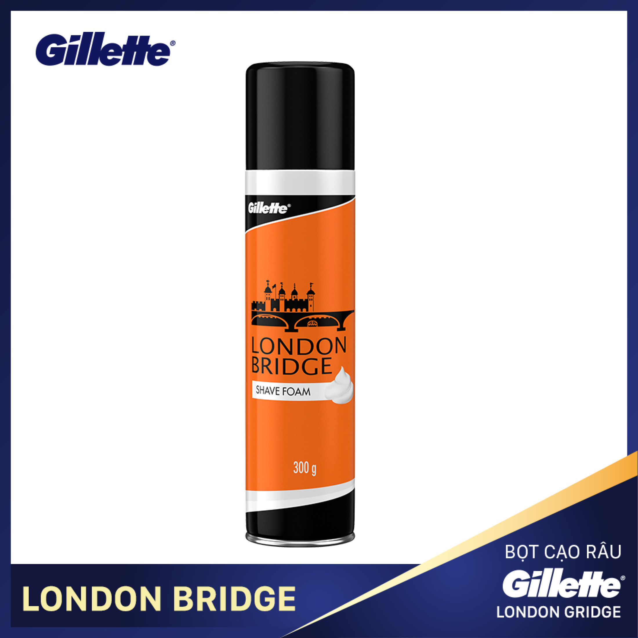 Combo 3 Bọt cạo râu Gillette London Bridge (Cam) dành cho Barbershop 300gX3