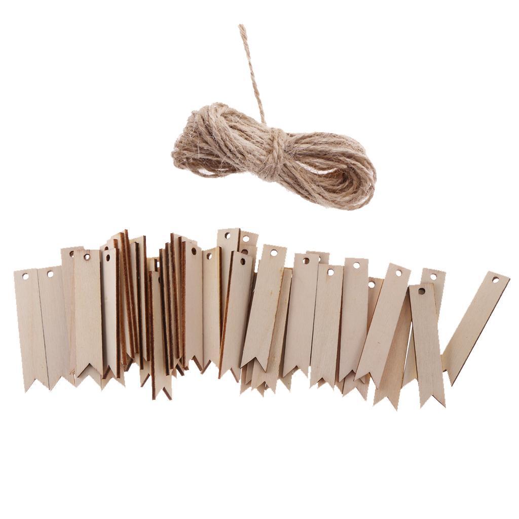 100 Piece Wooden Tags Wooden Hanging Decoration for Wedding Decor DIY Craft