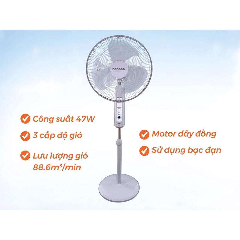 Quạt Đứng Nanoco NSF1601G (Màu xám)-Hàng chính hãng