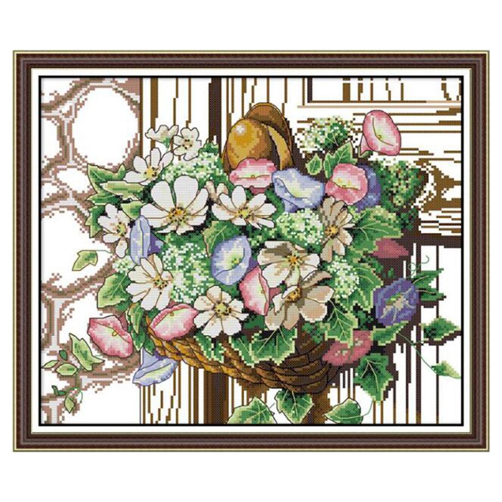 Pre-print Flower Pattern Cross Kit Stamped Cross Stitch Kit Needlework Craft