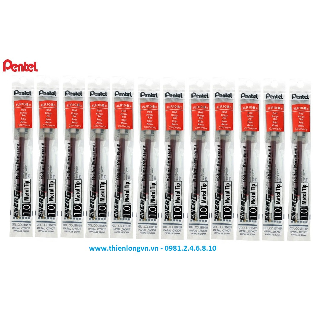 Hộp 12 Ruột bút nước energel Pentel LR10 màu đỏ 1.0 mm