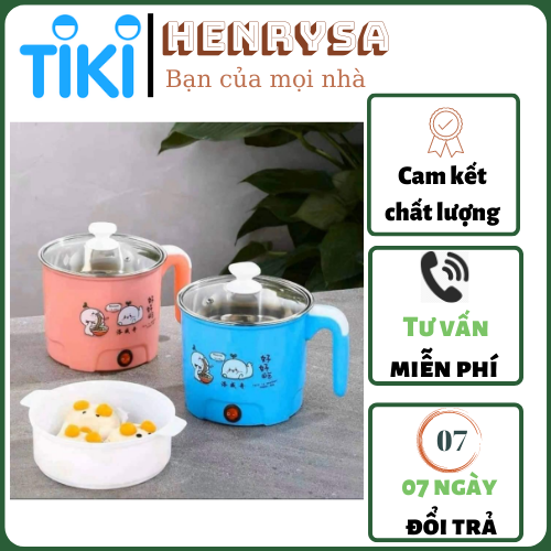 Nồi lẩu mini , Ca nấu mì , đun nước siêu tốc 2 lớp 18cm ( họa tiết và màu sắc ngẫu nhiên) - Hàng chính hãng