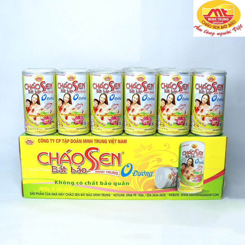 Cháo sen bát bảo không đường Minh Trung thùng 24 lon - CSBB 0 đường 24