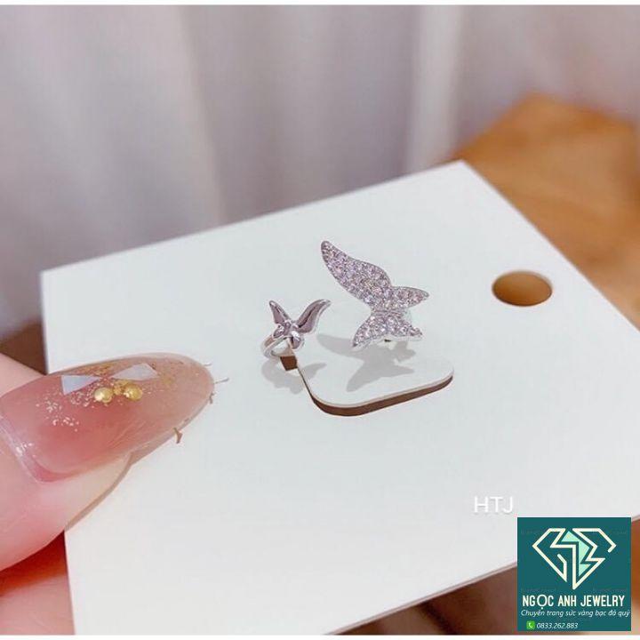 Nhẫn bạc nữ thiết kế hình cánh bướm, độc đáo xinh xắn,free size