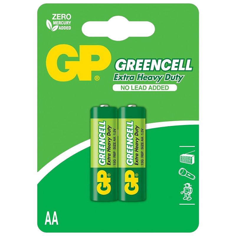 Vỉ 2 Pin Tiểu GP Greencell Extra Heavy Duty AA 1.5V - GP 15G-2U2