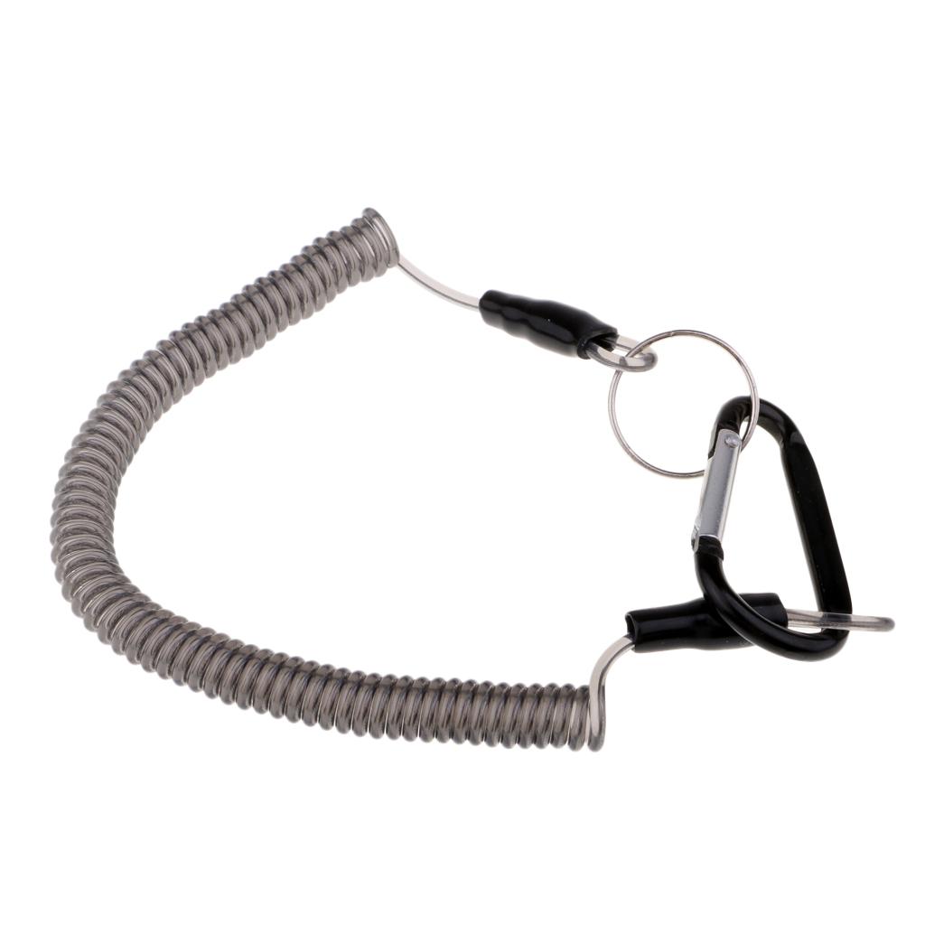 Safety Rope Steel Wire Retractable Fishing Coiled Lanyard Tether 59inch with Quick Release Buckle for Kayak
