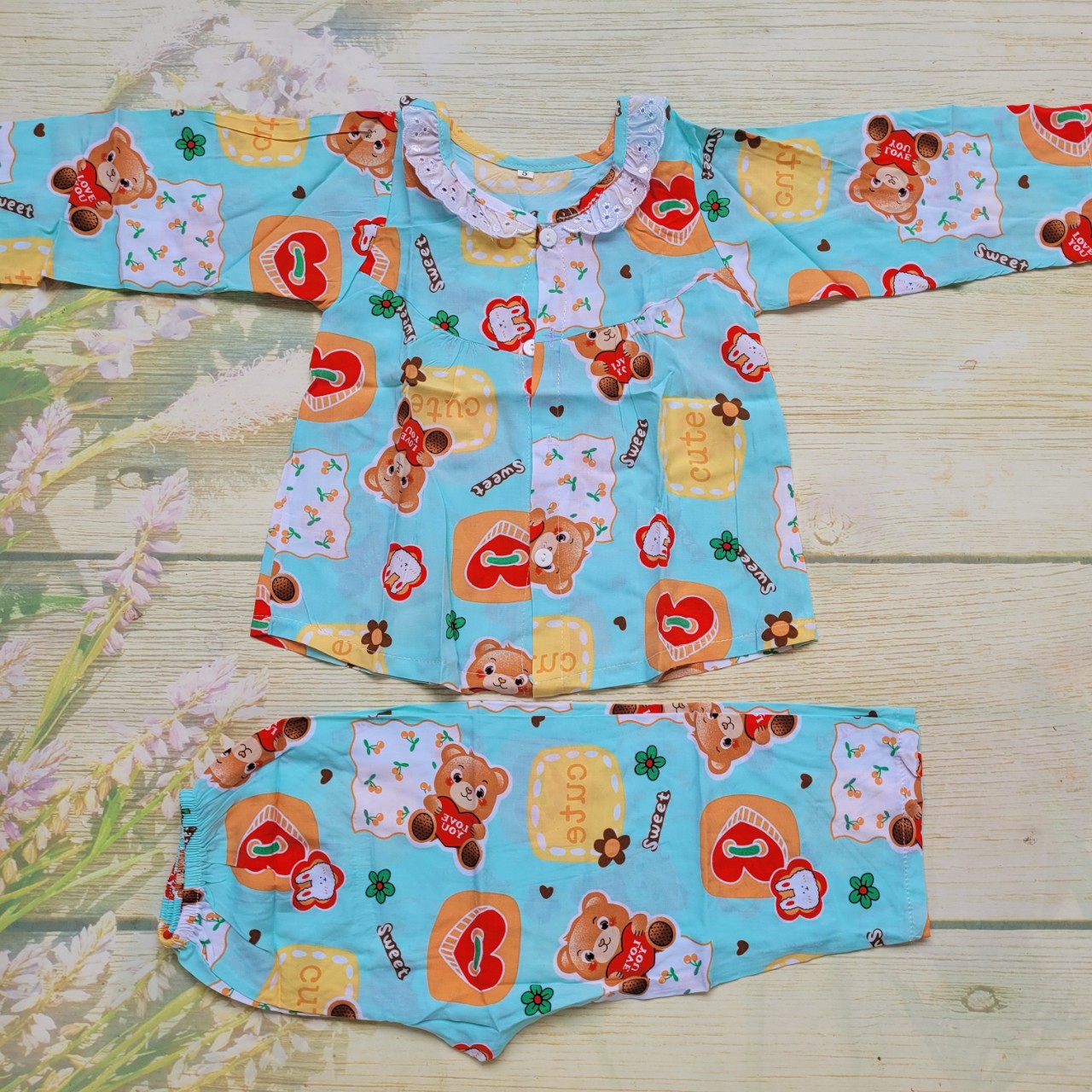 ĐỒ BỘ TÔN TAY DÀI BÉ GÁI SIZE 5