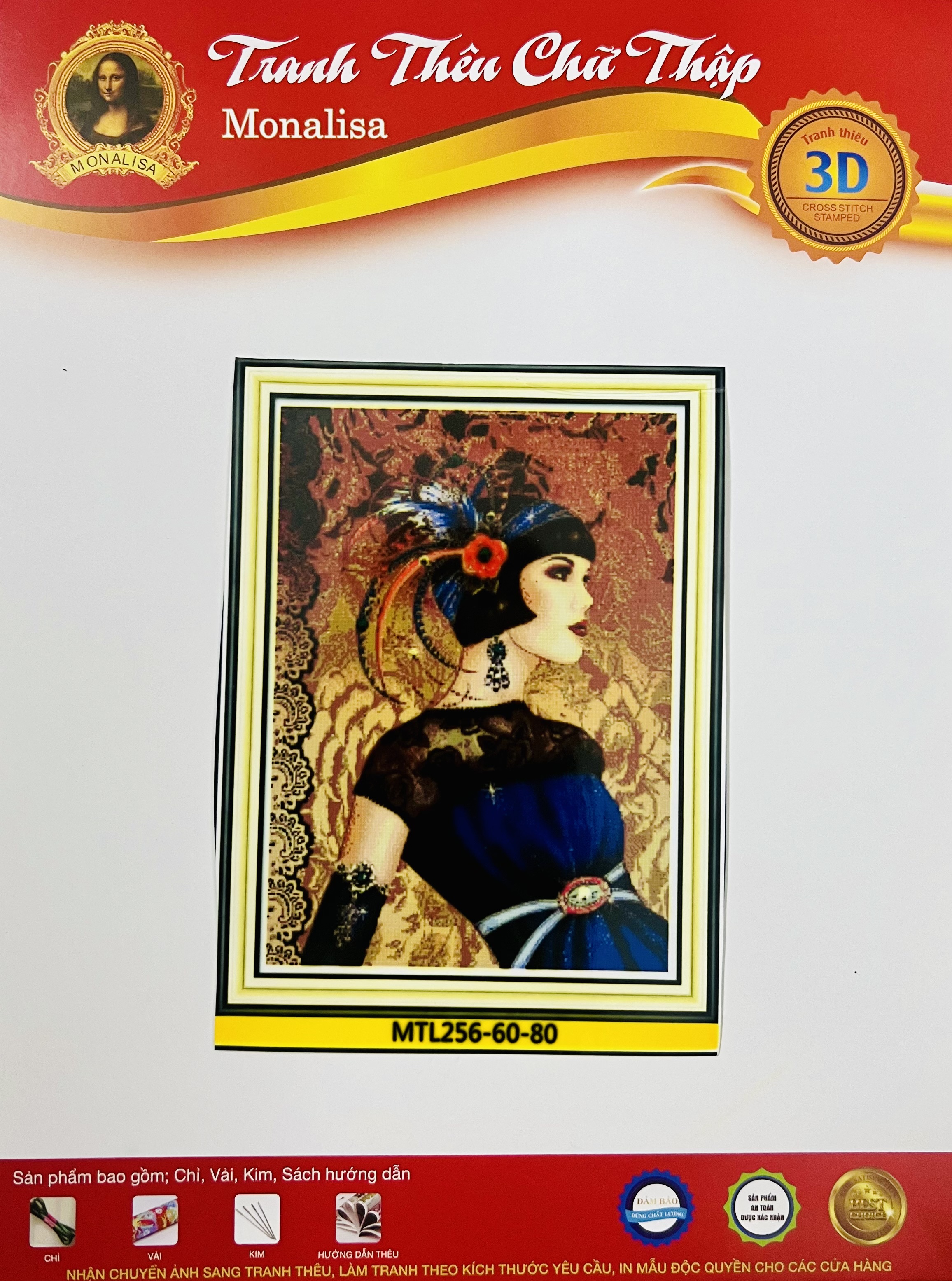 Tranh thêu kín Nữ hoàng ai cập cổ đại, KT 60 x 80 cm