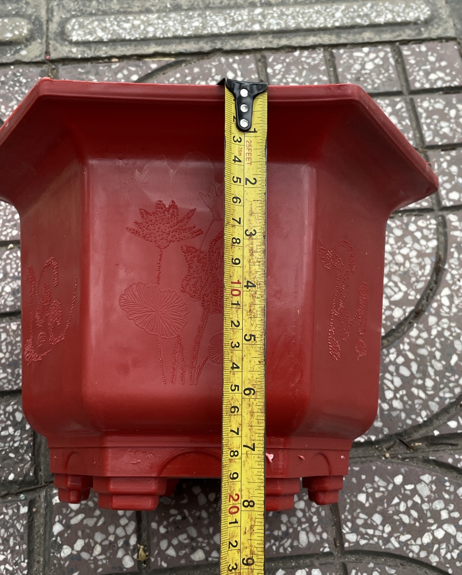 Bộ 05 chậu lục giác nhựa đỏ 30 cm