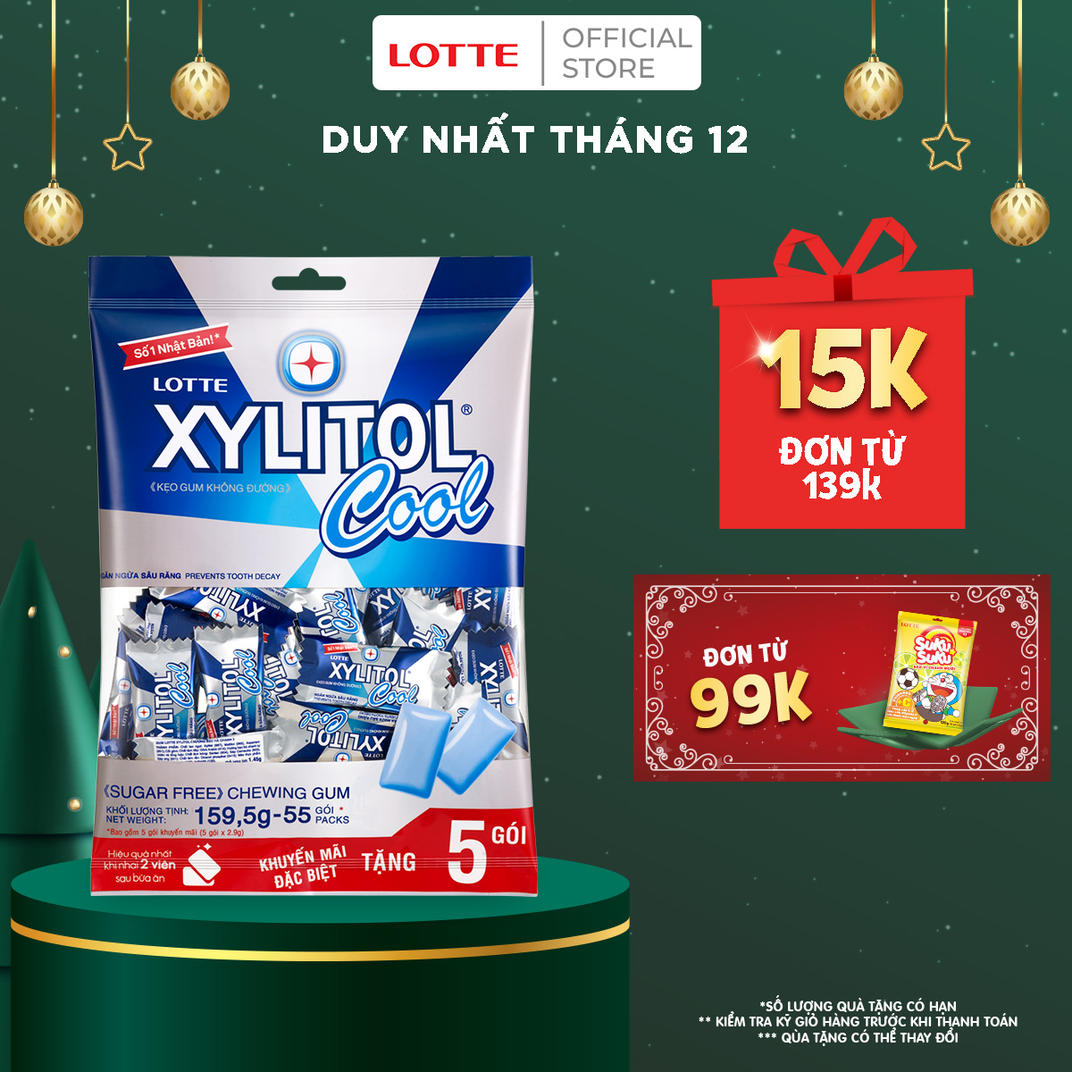 Kẹo gum không đường Lotte Xylitol Cool 159,5 g